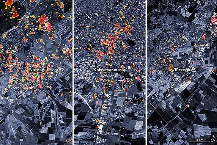 NASA depremin hasar haritasını yayınladı